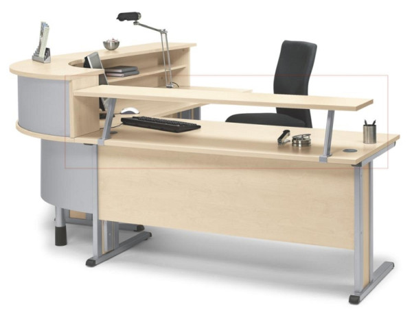 Deskin Thekenaufsatz MULTI M, Ahorndekor, Gestell Alusilber, B 1600 x T 290 x H 255 mm, 212809