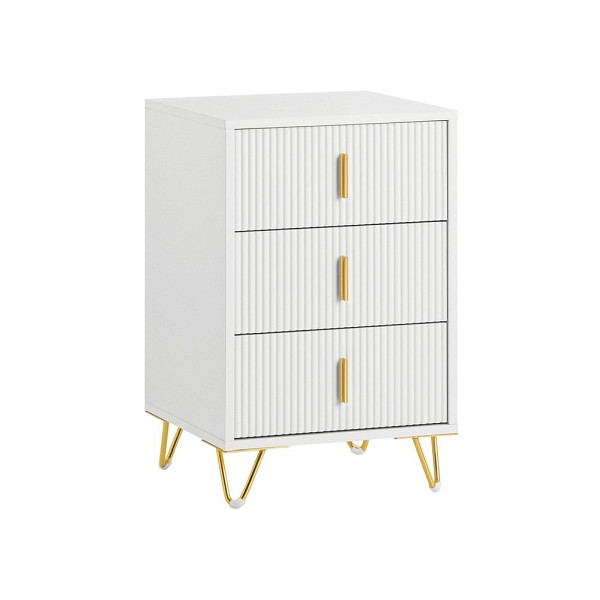 SoBuy Nachttisch mit 3 Schubladen Weiß 40x36x63 cm, Modern, FBT115-L-W