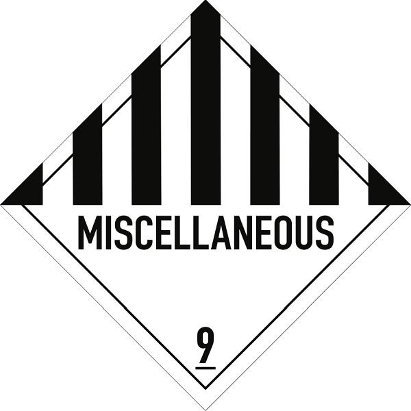 Moedel Gefahrzettel Klasse 9 Text MISCELLANEOUS, Folie, 100x100 mm, VE: 1000 Stück/Rolle, 94694