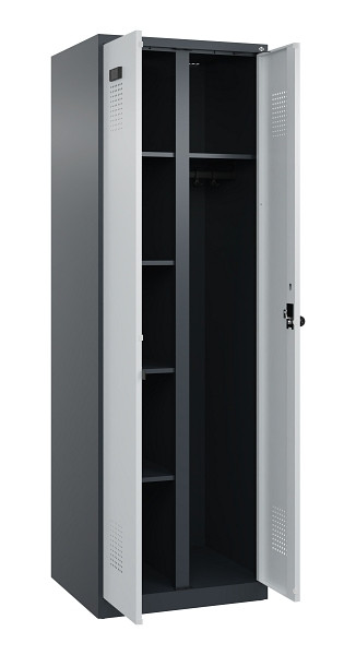 C+P Wäsche-/Garderobenspind Evolo PLUS, 2 Abteile, 1850x600x500mm, 7016/7035, Drehriegel, 049600-20 S10017