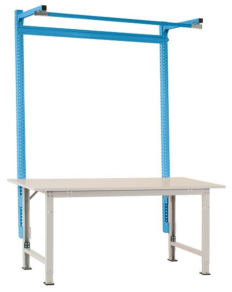 Manuflex Aufbauportal mit Ausleger in Lichtblau RAL 5012, für PACKPOOL Spezial mit Breite von 2000 mm, AS1623.5012