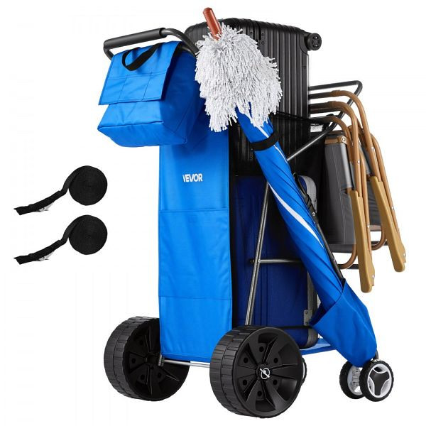 VEVOR Strandwagen 10" Vollgummiräder, faltbar, mit Isoliertasche & Schirmhalter, 75 kg Tragkraft, für 4 Stühle, STTC2LKXSXL1Y15Z5001V0
