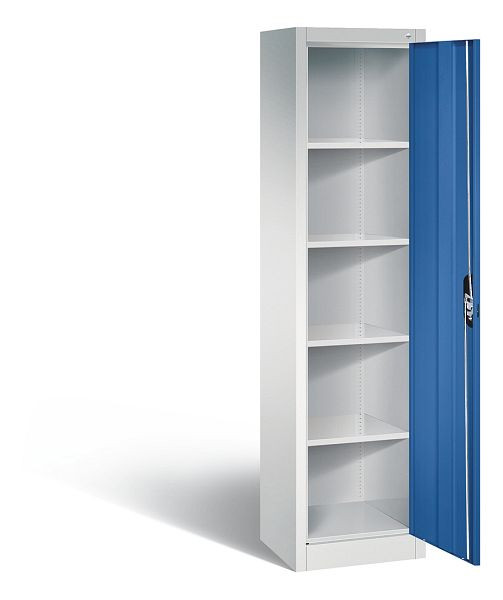 C+P Büroschrank Acurado, H1950xB502xT400mm, Farbe: Lichtgrau / Enzianblau, Muldengriff, 5 OH, 9234-000 S10187