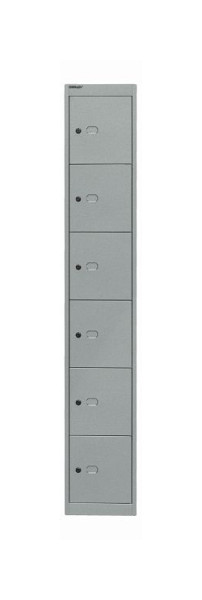 Bisley Schließfachschrank Office, 1 Abteil, 6 Fächer, silber, CLK126355