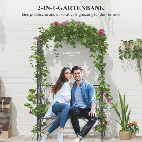 Outsunny Rosenbogen mit Bank Laubenbank Rosenbank Rankgitter Philosophenbank, 84B-245