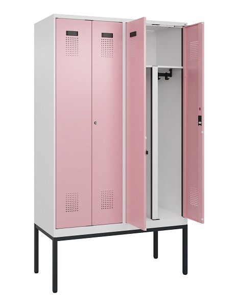 C+P PSA Doppel-Spind Evolo PLUS, Gestell, 4 Abteile, 2120x1200x500mm, 9016/3015, Zylinderschloss, 0490327-40P S10045