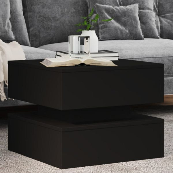 vidaXL Couchtisch mit LED-Leuchten Schwarz 50x50x40 cm, 839855