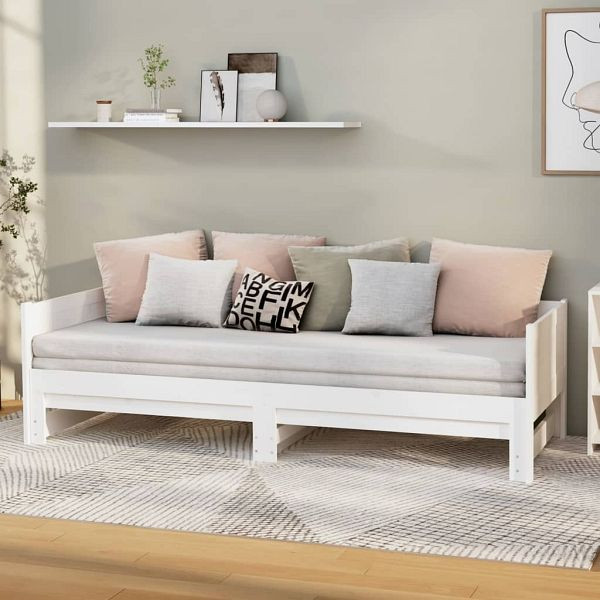 vidaXL Ausziehbares Tagesbett Weiß Massivholz Kiefer 2x(80x200) cm, 820258
