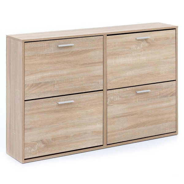 Wohnling Schuhschrank Modern 120 x 81 x 24 cm Holz, Sonoma 4 Fächer, WL5.828