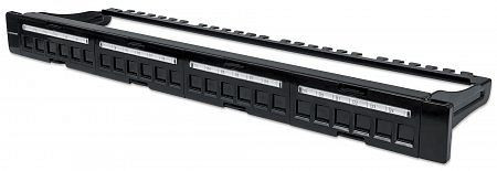 INTELLINET 24-Port Patchpanel, unbestückt, 19", 1 HE, schwarz, 720427