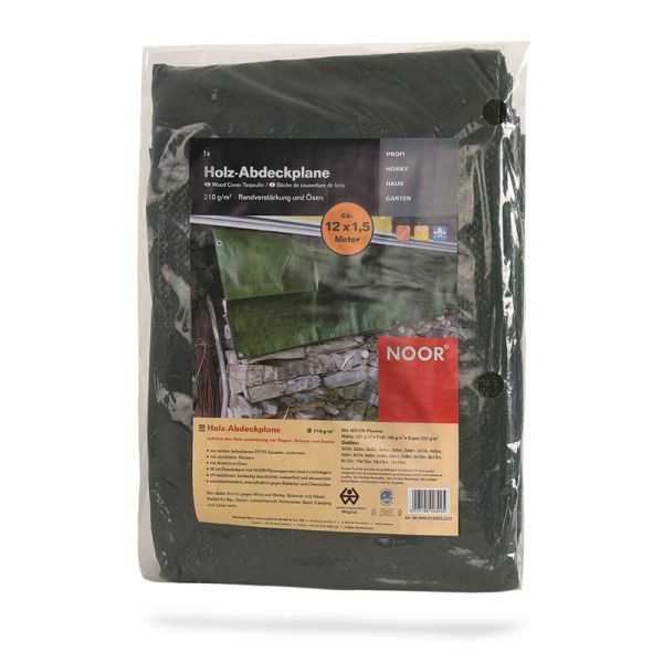 NOOR Holz-Abdeckplane 210g/m² ungefähr 1,50 x 12m grün, VE: 18m², 0401512HOLZGR