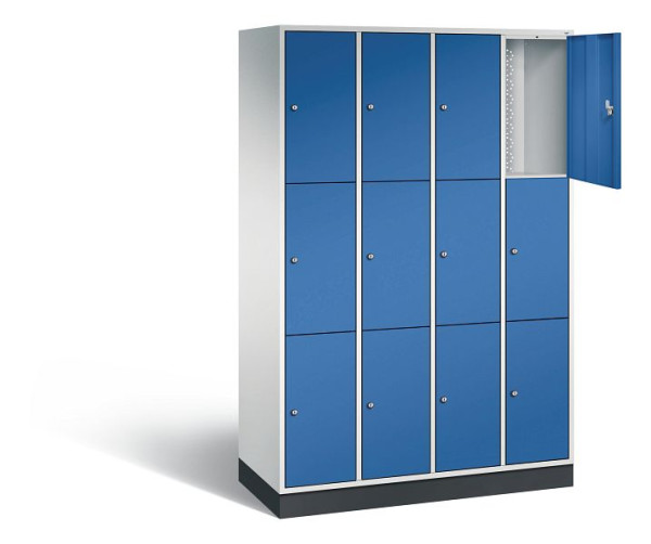 C+P Schließfachschrank Intro, H1950xB1220xT490mm, Farbe: Lichtgrau / Enzianblau, 8370-401 S10014