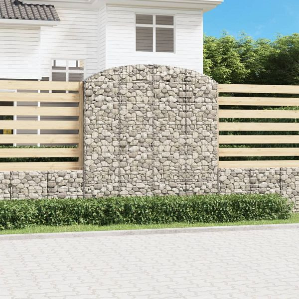 vidaXL Gabione mit Hochbogen 200x30x200/220 cm Verzinktes Eisen, 153470
