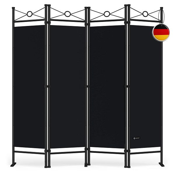 casaria Paravent Lucca Schwarz 180x163cm, 101163, 4250525306323