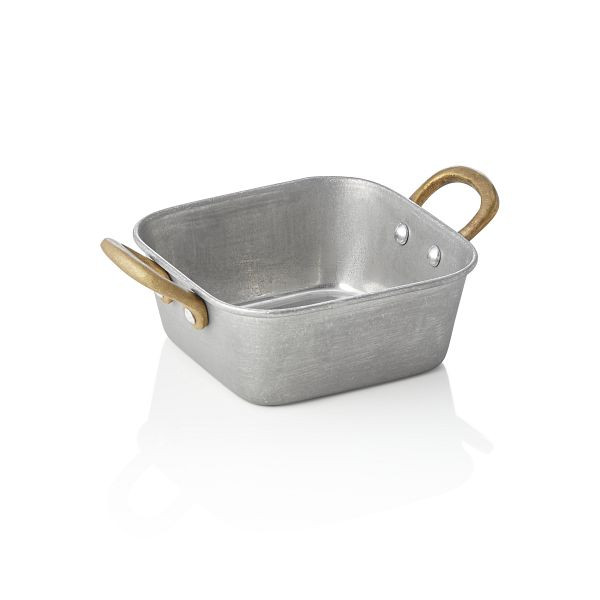 WAS Servierpfanne STEEL & STYLE VINTAGE, mit 2 Messinggriffen, 12 x 12 x 5 cm, 420 ml, Chromnickelstahl, 2044012