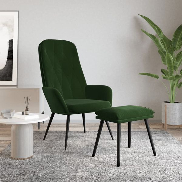 vidaXL Relaxsessel mit Hocker Dunkelgrün Samt, 3097621, 8720286883723