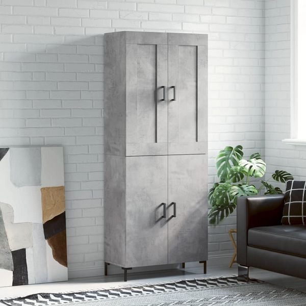 vidaXL Highboard Betongrau 69,5x34x180 cm Holzwerkstoff, 3199557