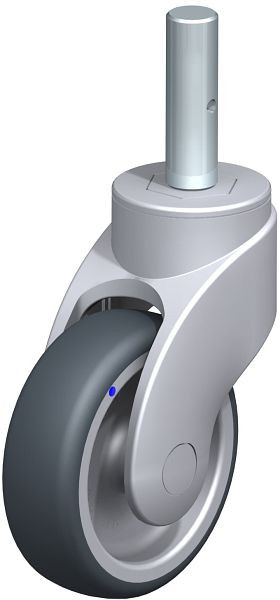 Blickle LWGX-TPA 101G-ZAX51 Kunststoff-Lenkrolle WAVE, rostfrei, mit Zapfen, Thermoplastisches Gummi-Elastomer, Grau, 751651
