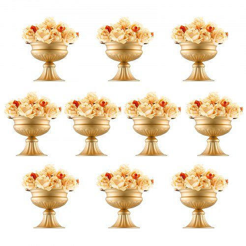 VEVOR 10er Set 16 cm goldene Metall-Blumenvase für Hochzeiten, Tafelaufsatz, Partys, Jubiläen, Geburtstage, HLHPBZK16CM1WKNIUV0
