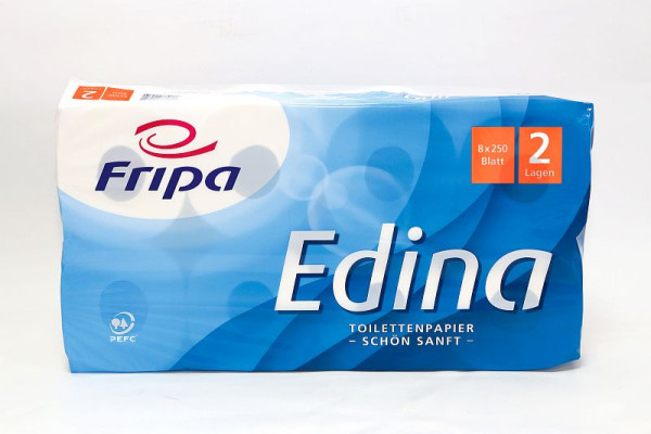 Fripa Toilettenpapier Edina, hochweiß, 2-lagig, 250 Blatt, 64 Rollen, 1010808