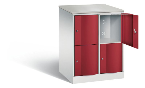C+P XL-Schließfachschrank Resisto, H1077xB772xT640mm, Farbe: Lichtgrau / Rubinrot, 8472-273 S10048