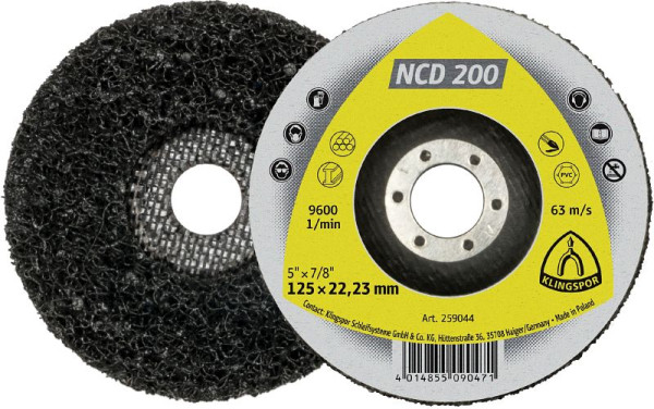 Klingspor NCD 200 Reinigungsscheibe 125 x 22,23 mm Siliziumkarbid gerade, VE: 5 Stück, 259044