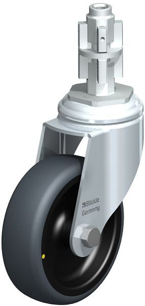 Blickle LKRA-TPA 101G-11-ELS-E14 Apparate-Lenkrolle mit Rückenloch, Thermoplastisches Gummi-Elastomer, Grau, 750701