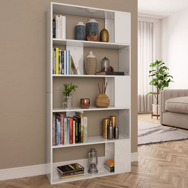 vidaXL Bücherregal/Raumteiler Hochglanz-Weiß 80x24x159 cm, 800105