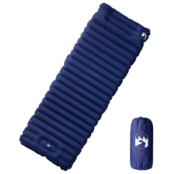 vidaXL Selbstaufblasende Isomatte mit Kissen Marineblau, 4007122