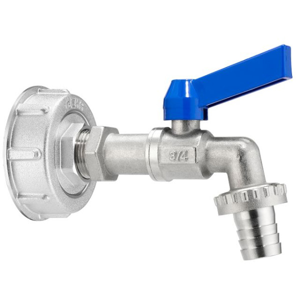 GEKA plus IBC Adapter Set S60x6, mit Kugelauslaufventil, 3/4", Griff blau, VE: 6 Stück, 30.0044.8