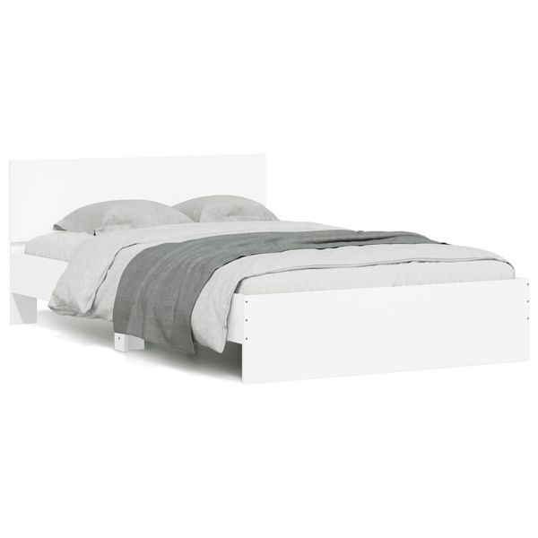 vidaXL Bettgestell mit Kopfteil LED-Beleuchtung Weiß 135x190 cm, 3207630