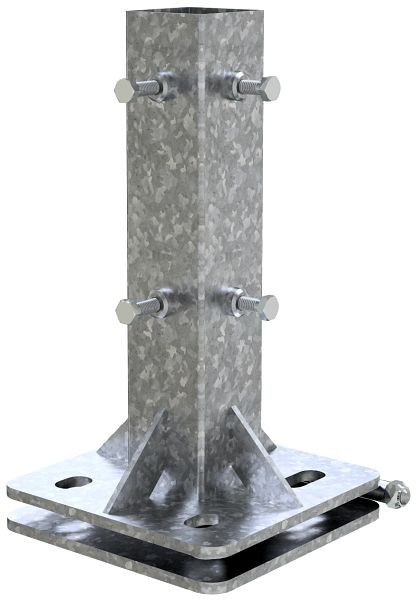 Schake Adaptierung für Beton-Aufstellvorichtung, klappbar, Einsteckmöglichkeit für 40 x 40 mm / 60 x 60 mm Vierkantrohre bzw. Rundrohre, 3F120-1K