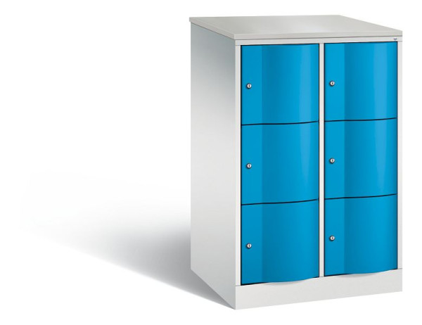 C+P XL-Schließfachschrank, 6 Fächer,H1255B772T640mm,Grau/Lichtblau/DBSHellgrau, 8573-273 S10166