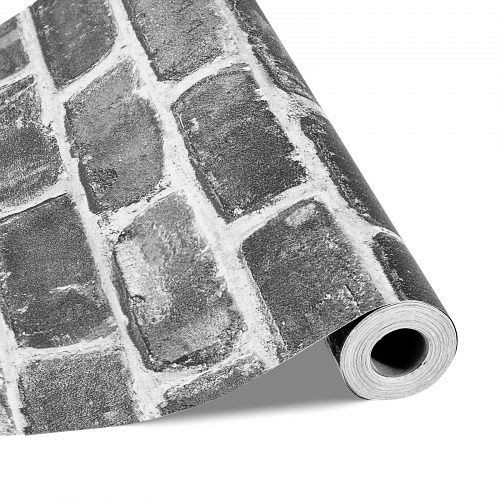 VEVOR Selbstklebende Tapete 45cm x 10m, graue Ziegeloptik, Vinylrolle für Schlafzimmer, Küche, Büro, Bad, Schreibtisch, BZCCBZJKD40453KQP001V0