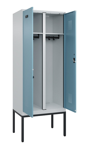 C+P Schwarz-Weiß-Spind Evolo PLUS, Gestell, 2 Abteile, 2120x800x500mm, 7035/0010, Zylinderschloss, 0490327-22 S10036