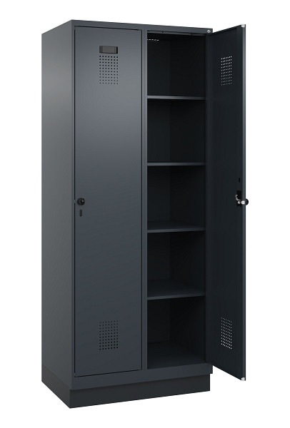 C+P Wäsche-Spind Evolo PLUS, mit Sockel, 2 Abteile, 1950x800x500mm, 7016/7016, Verschluss Drehriegel, Ablageböden 8, 049020-22B S10016