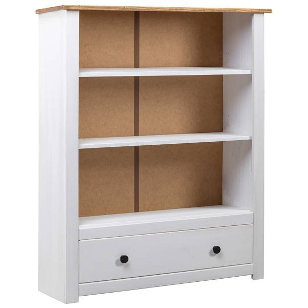 vidaXL Bücherregal Weiß 80 x 35 x 110 cm Massivholz Panama-Kiefer, 282669
