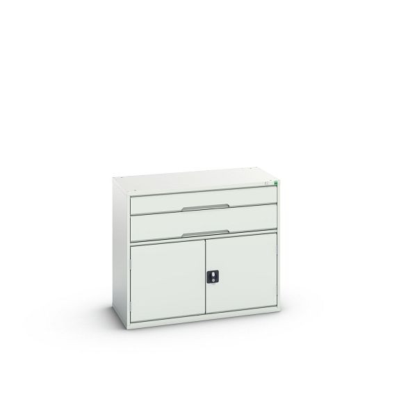 bott verso Schubladenschrank mit Flügeltür, mit 2 Schubladen und Fachboden, BxTxH: 1050 x 550 x 900 mm, Lichtgrau / Lichtgrau, 16925237.16