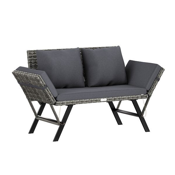 casaria Polyrattan Gartenbank Grau 176x56x81cm, 109726