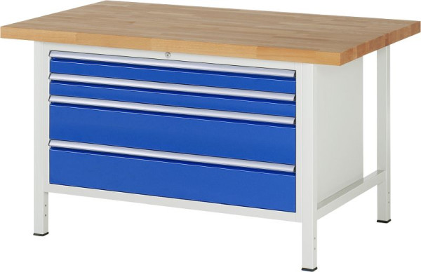 RAU Werkbank Serie 8000 - Modell 8361, B1500 x T900 x H840 mm, Systemunterbau B1235 x T850 x H800 mm, 03-8361A2-159B4S.11