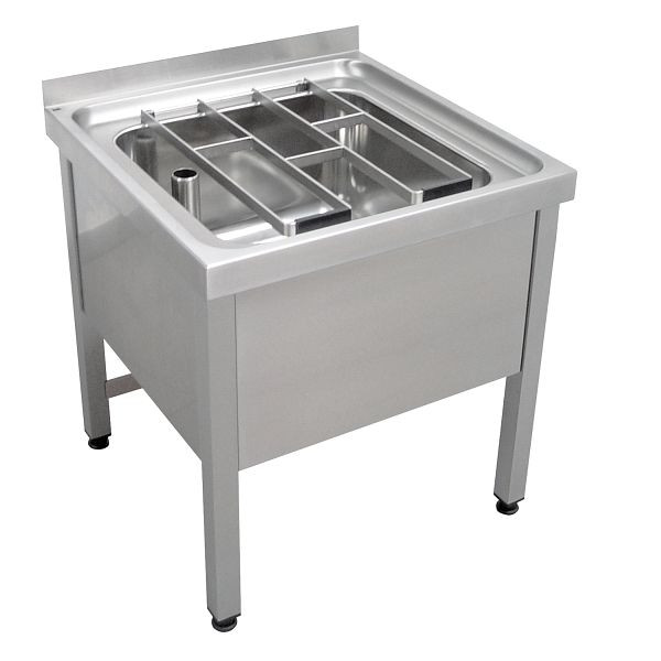 KWC Standausguss, Sirius, Edelstahl, 650x650x598 mm, Klapprost, geschraubt, 2000100061