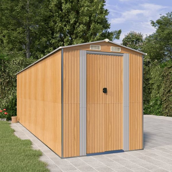 vidaXL Geräteschuppen Hellbraun 192x606x223 cm Verzinkter Stahl, 3147476