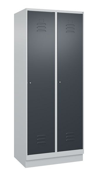 C+P Umkleidespind Classic PLUS, Sockel, 2 Abteile, 1950x800x500mm, 7035/7016, Zylinderschlösser, 080020-22 S10023