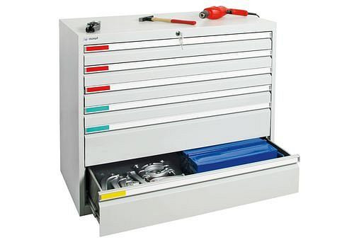 stumpf Schubladenschrank MovaFlex 500, 6 Schubladen, lichtgrau, B 1000 mm, H 900 mm, 251902
