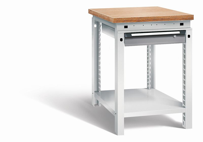 Otto Kind Werkbank Serie function Typ 103, Multiplexplatte 40 mm, bündig, 1Schublade 120 mm, Gehäuse RAL 7035, Front RAL 7037, 072320167