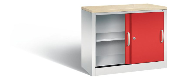 C+P Sideboard mit Schiebetüren Acurado, H720xB1000xT400mm, Farbe: Lichtgrau / feuerrot, Bügelgriff, 2 OH, 5725-00 S10088