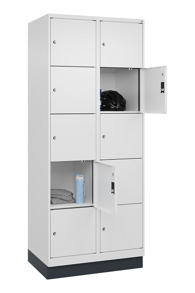 C+P Schließfachschrank Evolo PLUS, mit Sockel, 10 Fächer, 1950x800x500mm, 9016/9, 049020-225 S10020