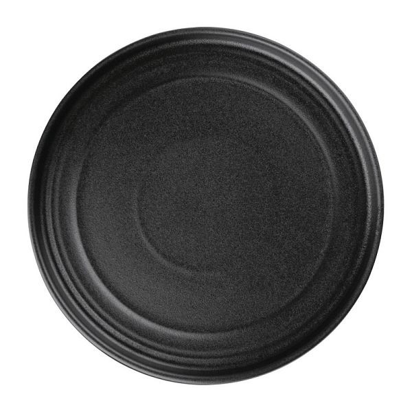 Olympia Cavolo flache runde Teller strukturiert schwarz 220mm Packung von 6, FD909