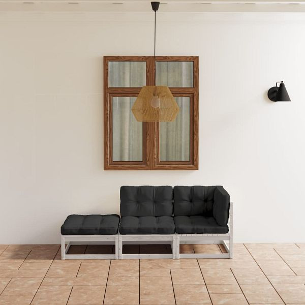 vidaXL 3-teilig Garten-Lounge-Set mit Kissen Kiefer Massivholz, 3076520