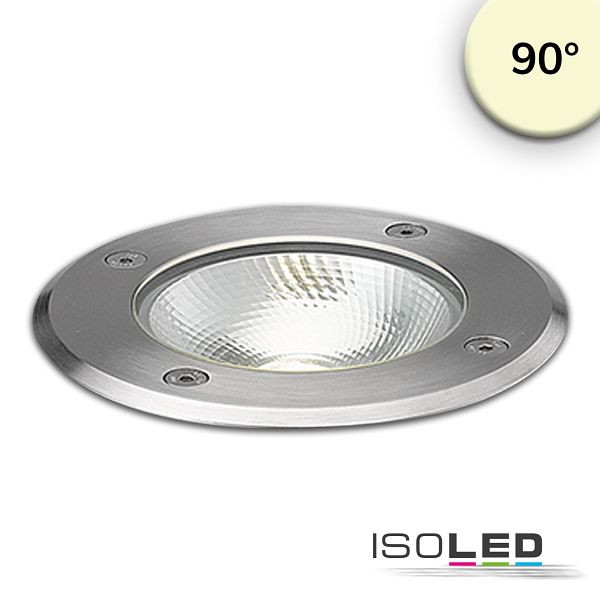 ISOLED LED Bodeneinbaustrahler, rund Edelstahl, IP67, 7W COB, 90°, warmweiß, 112213